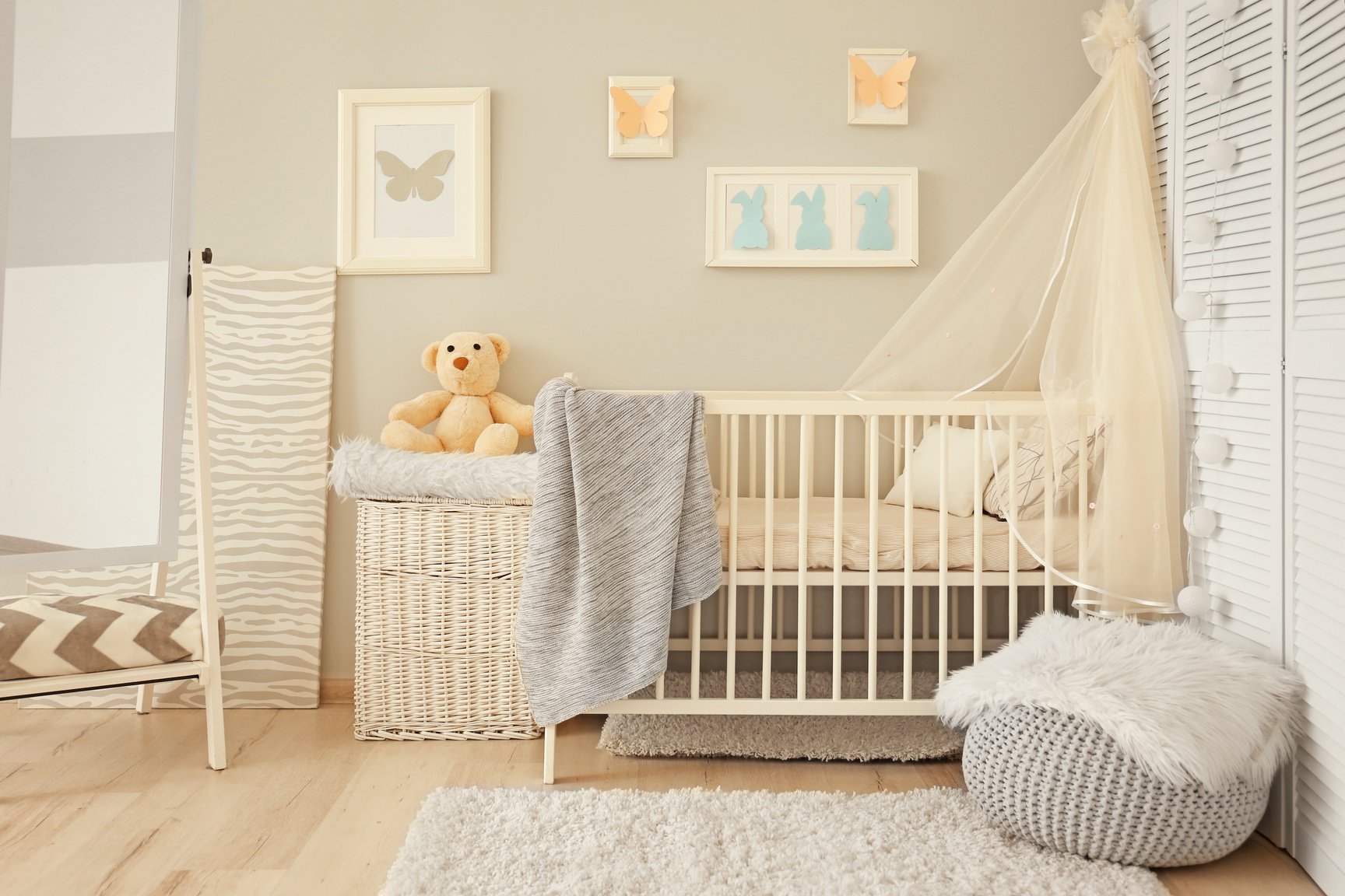 Baby Room Interior with Crib